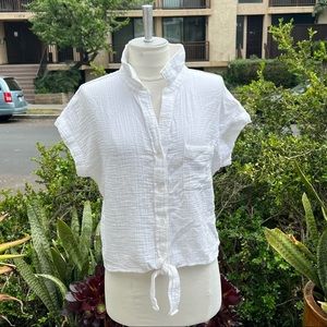 MARLED ESSENTIALS 100% Cotton Short Sleeve Tie Front Women’s Top Size Medium